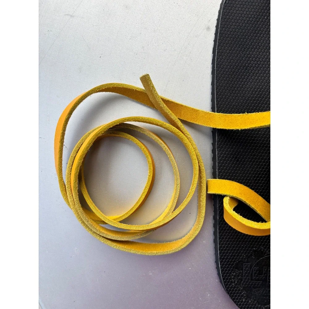 Luna Sandals Huarache Yellow Leather Wrap Minimalist Vibram Sole Sandals